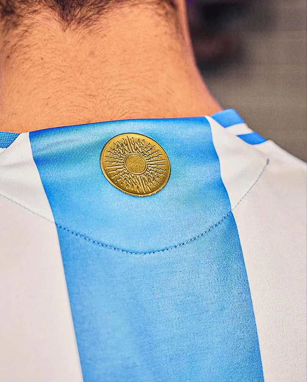 Maillot de l'équipe nationale Argentine domicile 2024/25 + écusson de champion - Blanc et bleu