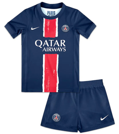 PSG t-shirt and shorts for children home 24/25