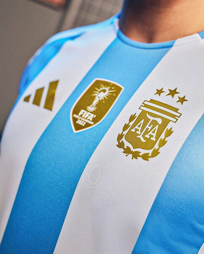 Maillot de l'équipe nationale Argentine domicile 2024/25 + écusson de champion - Blanc et bleu