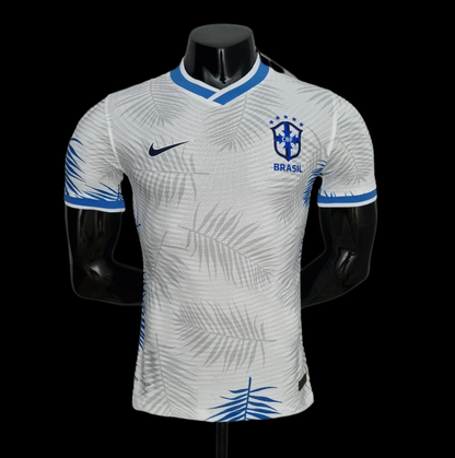 Maillot Brésil 2022/2023 Feuilles Bleu Et Blanches