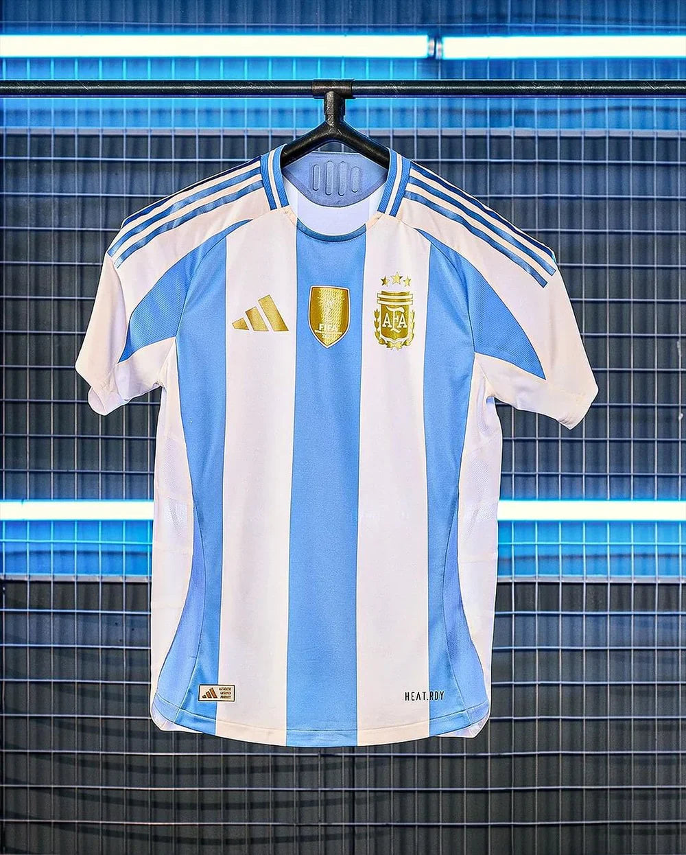 Maillot de l'équipe nationale Argentine domicile 2024/25 + écusson de champion - Blanc et bleu