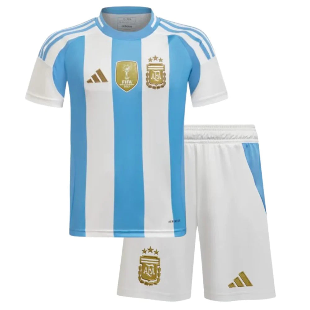 T-shirt et Short pour Enfant Argentine Domicile 24/25 - AVEC PATCH CHAMPION DE LA COUPE DU MONDE